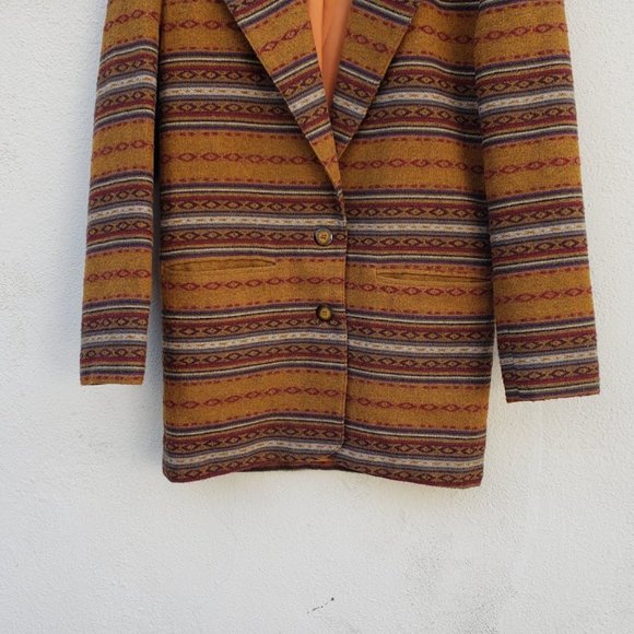Vintage 70s Aztec Southwestern Print Long Blazer - Picture 6 of 8